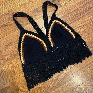 Black crochet tank